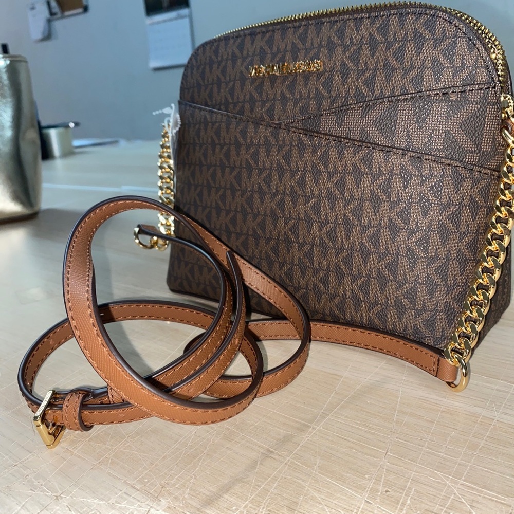 Michael Kors Jet Set Medium Crossbody Leather Handbag - Brown - Picture 5 of 6